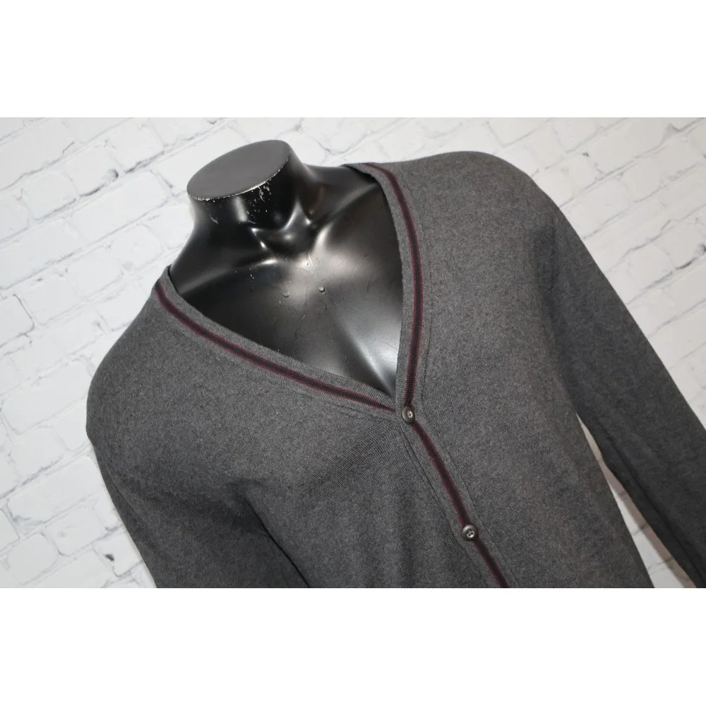 Banana Republic Cardigan Mens XL Gray V-Neck Cotton Wool Blend Front Button